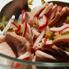 Parmesankartoffeln Unispital-Wurstsalat