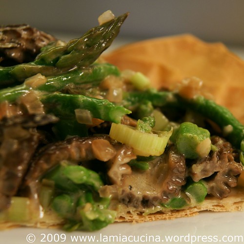 Fine tarte de morilles et asperges