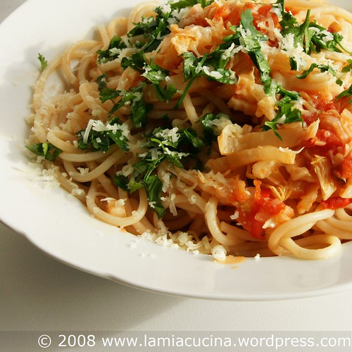 Spaghetti con cavolo cinese