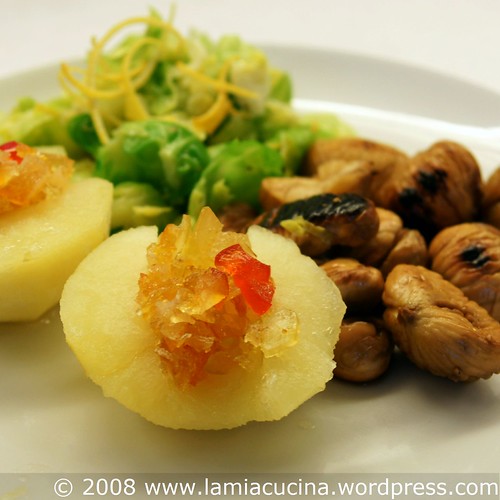 Senffruchtäpfel, Marroni und Rosenkohl